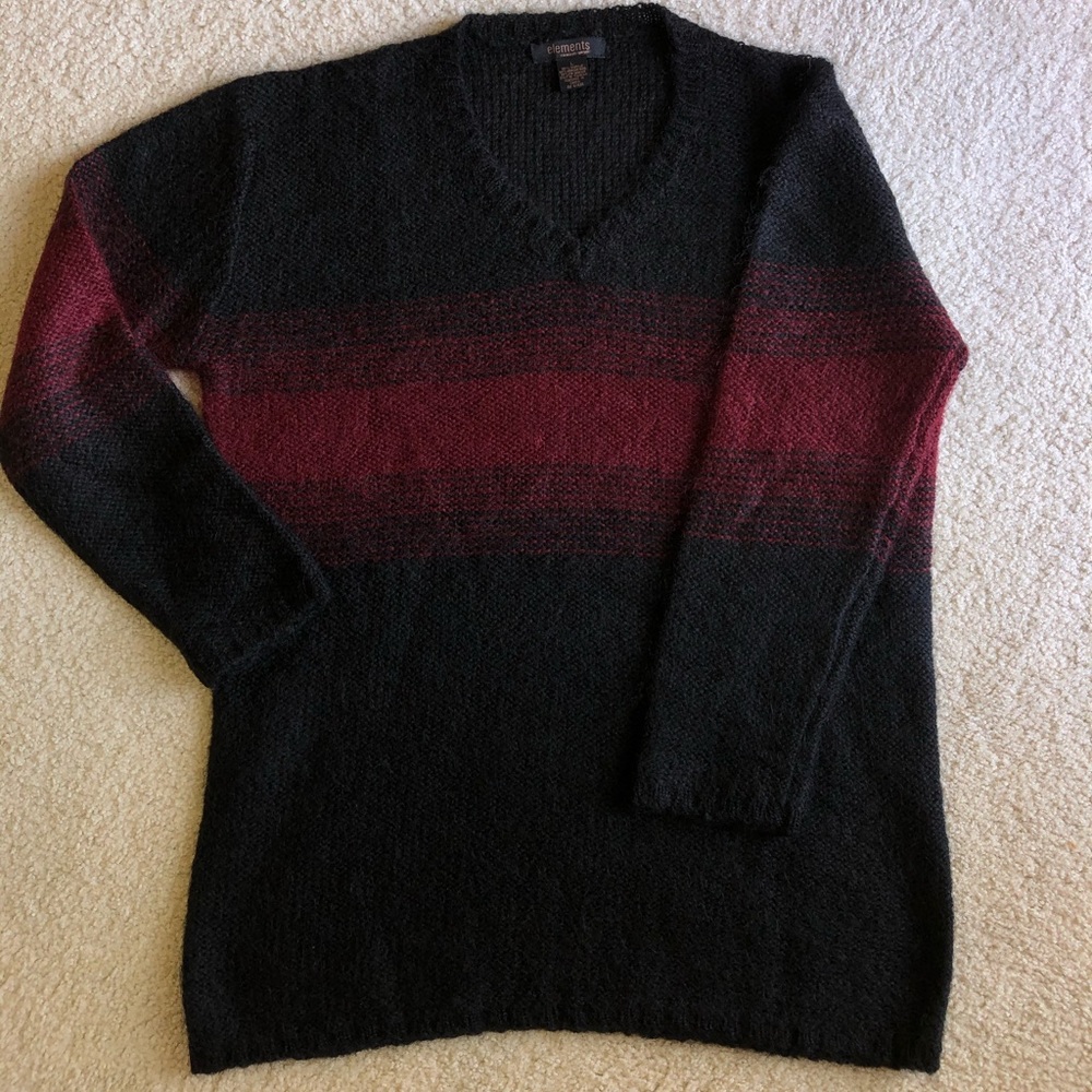 Elements black and burgundy mohair blend sweater